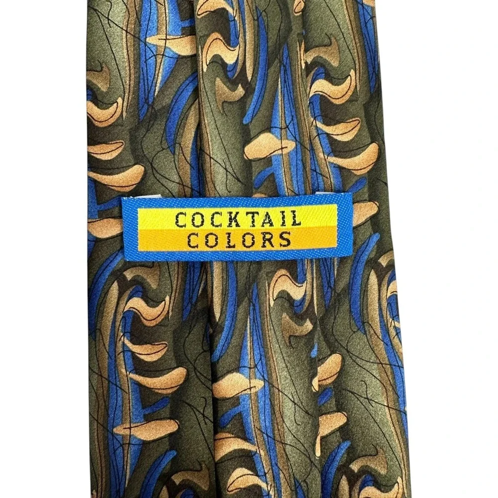 Cocktail Colors Men's Multicolor Abstract Peacock Novelty Neck Tie 100% Silk